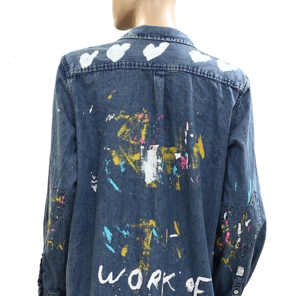 Kerri Rosenthal Mia Studio Shirt Top Long Sleeve Printed Artwork S NWD 285389 - Picture 14 of 16